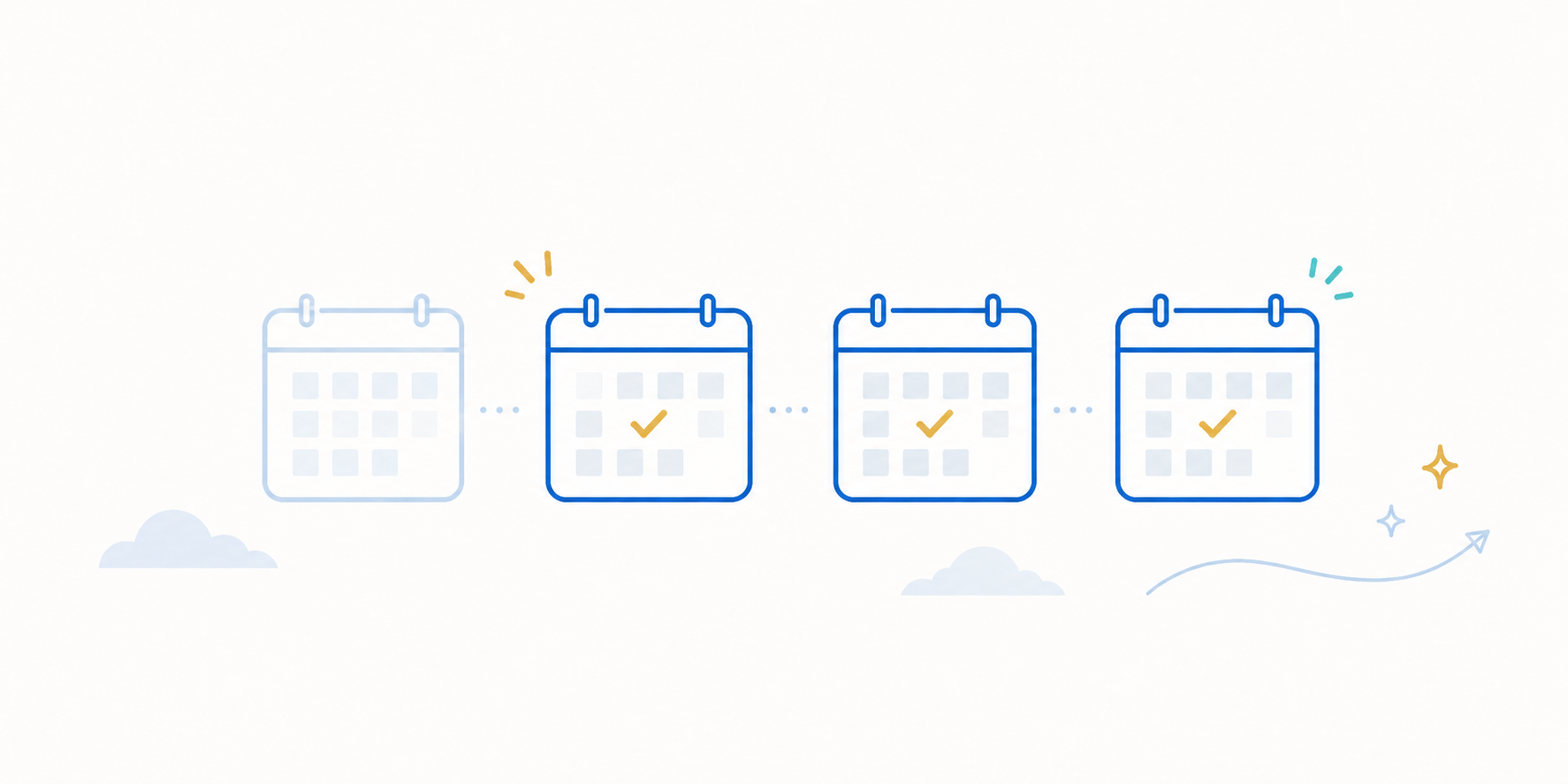 4回のレッスン受講を表すイラスト